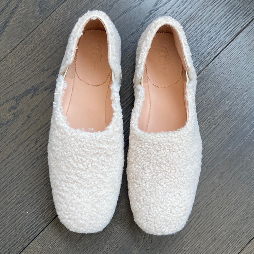 NWOT J.Crew Sherpa Flats Ivory